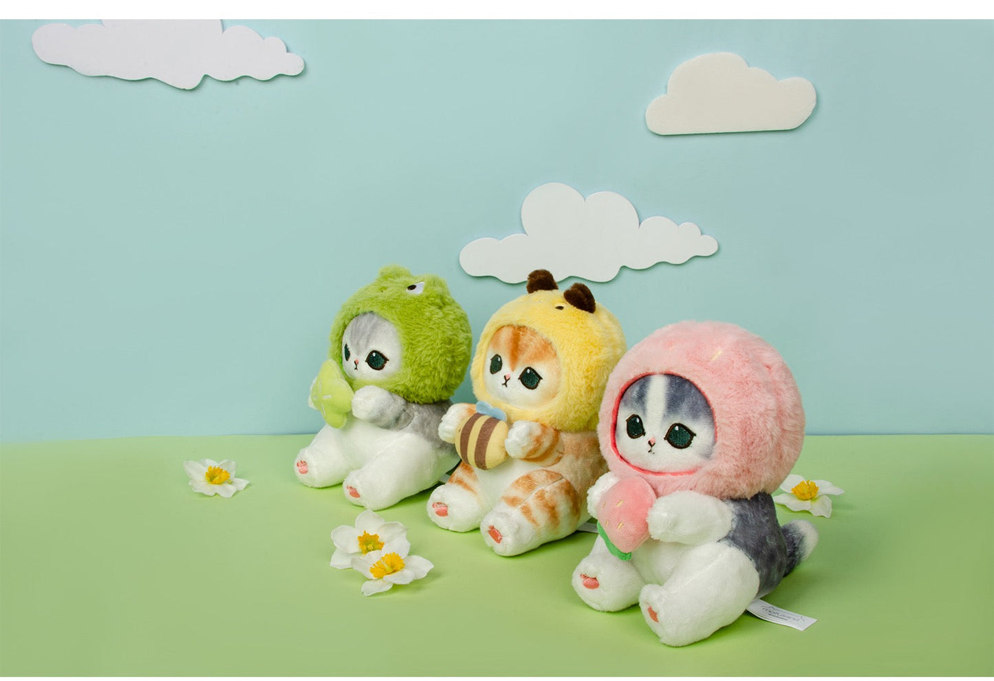 Japan Artist Mofusand Cat Neko | Honey Bee Lucky Frog Strawberry - 17cm Mascot Plush Doll