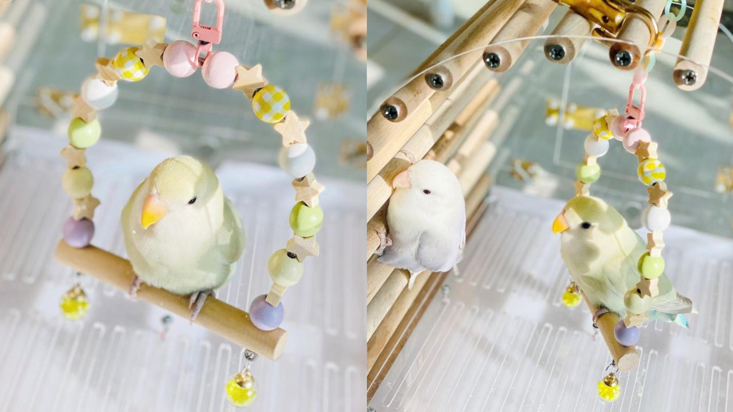 Wooden Swings Handmade Bird Toys Organic Bird Cages Accessories 