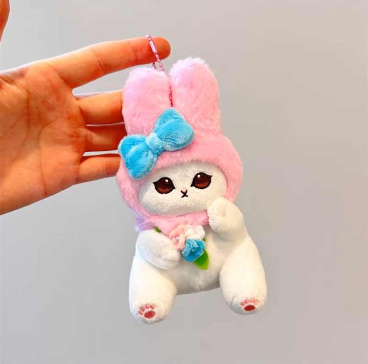 Japan Artist Mofusand x Sanrio Cat Neko Crossover My Melody - 12cm 15cm 20cm Mascot Plush Doll Big Keychain