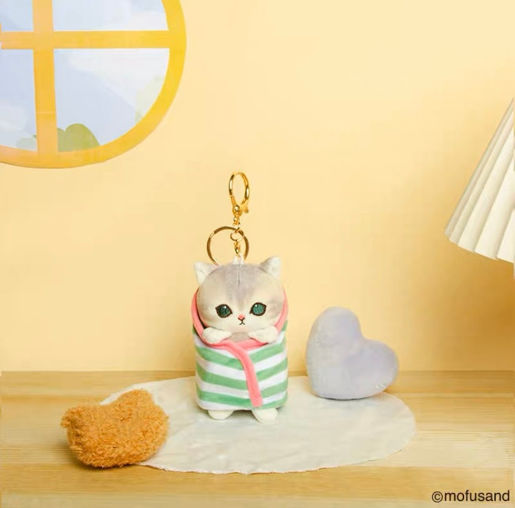 Japan Artist Mofusand Cat Neko Blanket 10cm - Mascot Plush Doll Keychain