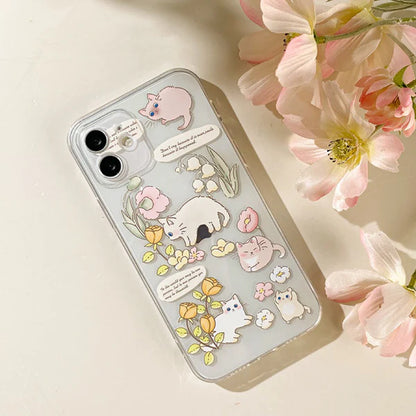 Kitten Cat in Flower Garden Forest Style iPhone case Kawaii Lovely Cute Lolita iPhone 6 7 8 PLUS SE2 XS XR X 11 12 13 14 15 Pro Promax 12mini 13mini