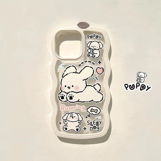 Cream Puppies Running Cute Korea Style iPhone case Kawaii Lovely Cute Lolita iPhone 6 7 8 PLUS SE2 XS XR X 11 12 13 14 Pro Promax 13mini