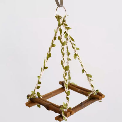 Handmade Forest Style Swings Natural Tree Branch Tent Hemp Hope Organic Bird Cages Accessories Lovebird Budgie Pacific Parrotlet