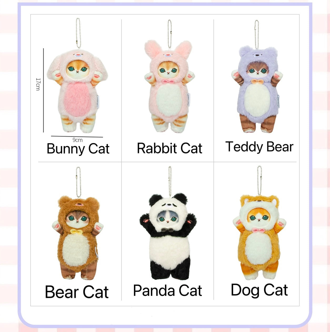 Japan Artist Mofusand Cat Neko | Bunny Rabbit Teddy Bear Panda Dog - 17cm Mascot Plush Doll Big Keychain