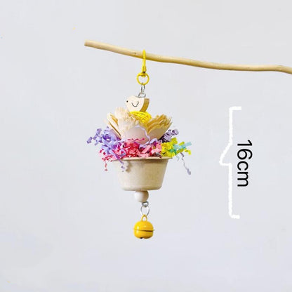 16cm Colourful Flower Pots with Bell Bite Hanging Natural Parrot Birdie Toy for Small Medium Size Parrot Cages Accessories Lovebirds Budgie