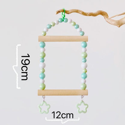 19x12cm Pastel Macarons & Stars Frame Round Wooden Swing Handmade Bird Toys Organic Bird Cages Accessories