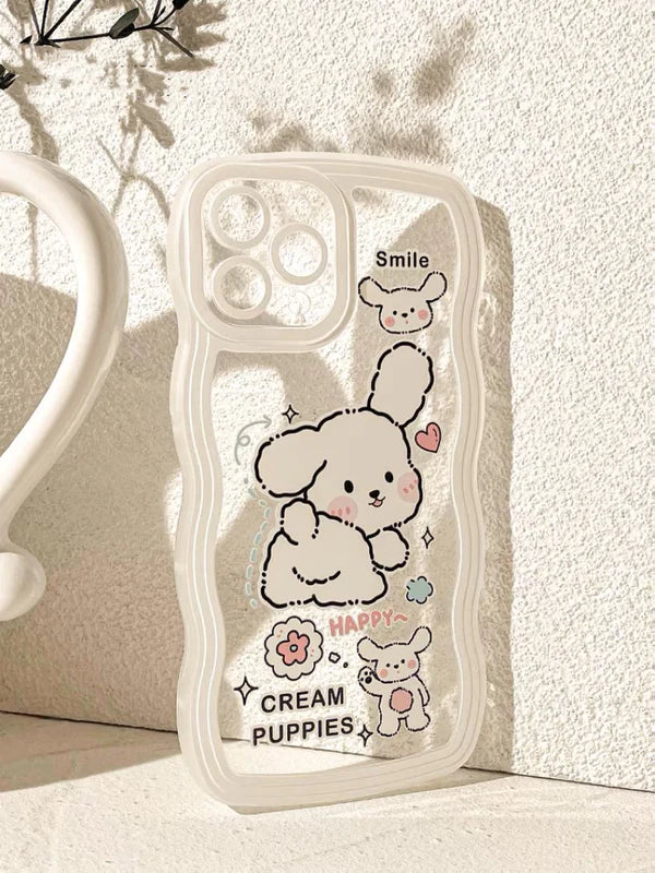 Cream Puppies Cute Korea Style iPhone case Kawaii Lovely Cute Lolita iPhone 6 7 8 PLUS SE2 XS XR X 11 12 13 14 15 Pro Promax 13mini