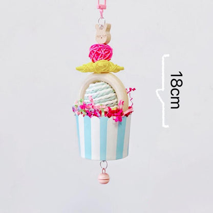 18cm Colourful Cupcake Bite Hanging Natural Parrot Birdie Toy for Small Medium Size Parrot Cages Accessories Lovebirds Budgie