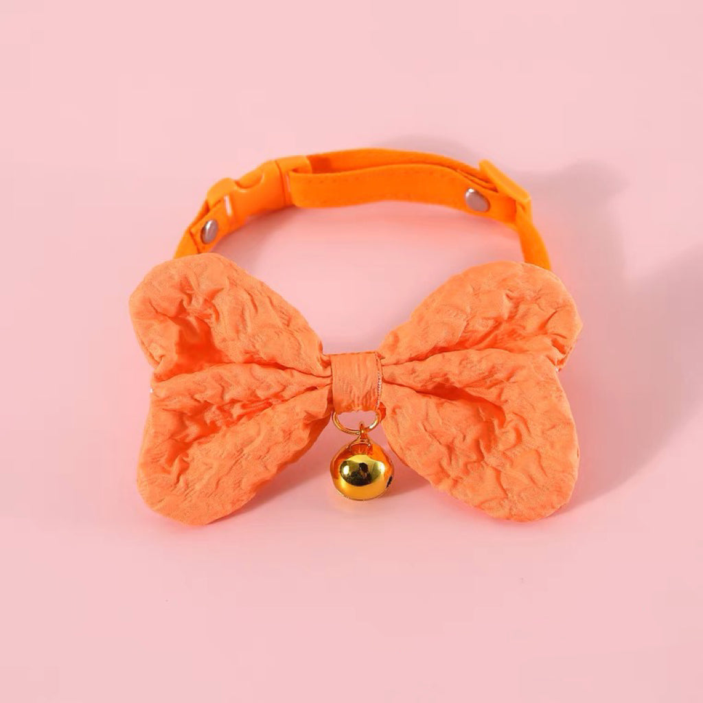 Handmade Cat Collar | Candy Ribbon Bowtie Yellow Hot Pink Green Orange - Neck Wear for Kitty Cat Puppy Dog