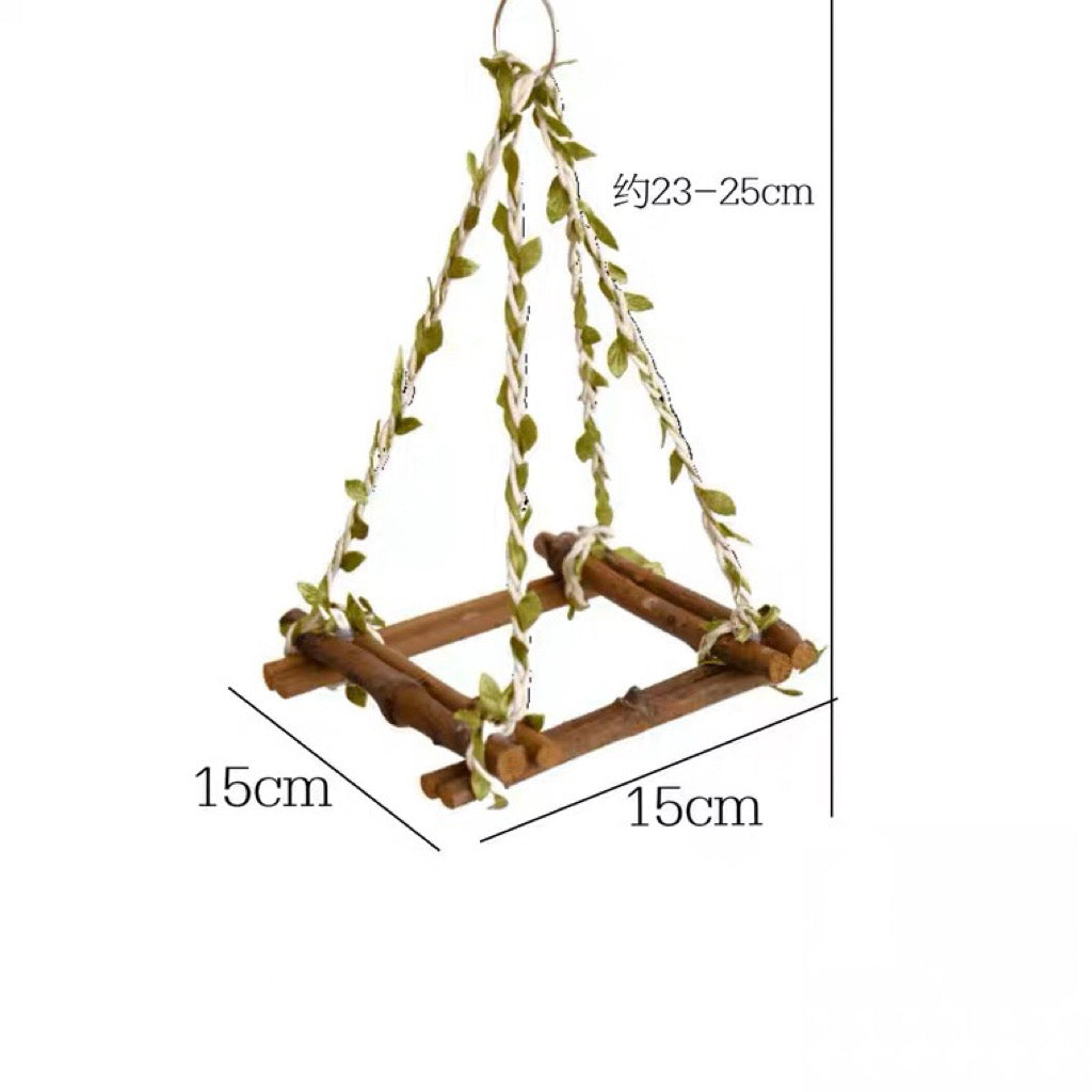 15x15x23cm Handmade Forest Style Swings Natural Tree Branch Tent Hemp Hope Organic Bird Cages Accessories Lovebird Budgie Pacific Parrotlet