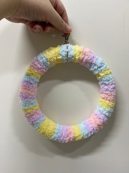 +Handmade+17.5cm Pastel Macaron Yarn Knitting Ring Swings Parrot Birdie Toy