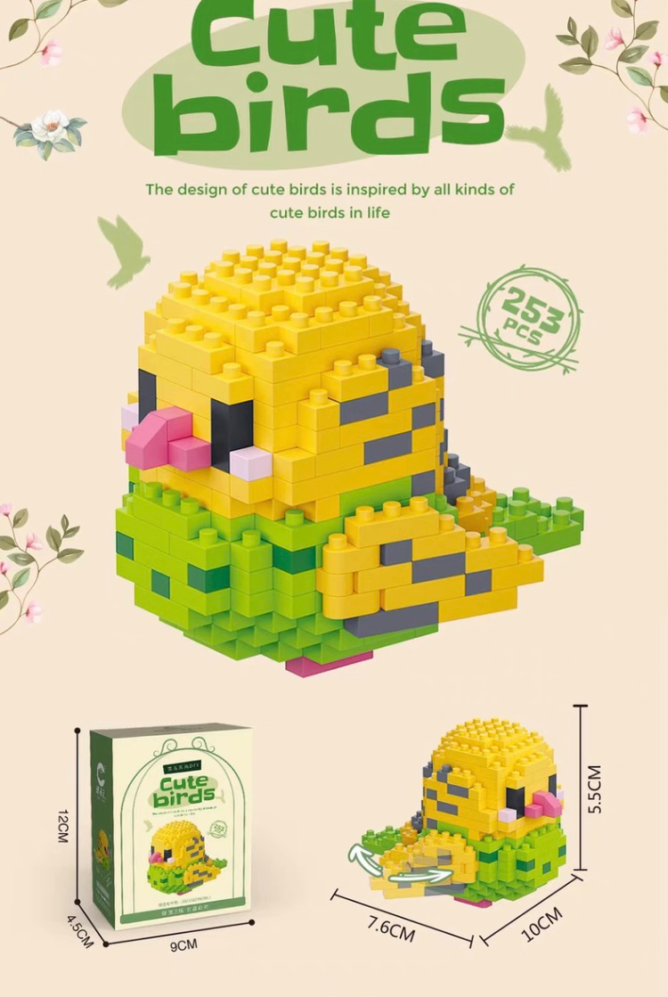 Yellow Budgie Build Block Toy