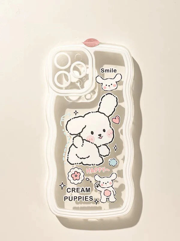 Cream Puppies Cute Korea Style iPhone case Kawaii Lovely Cute Lolita iPhone 6 7 8 PLUS SE2 XS XR X 11 12 13 14 15 Pro Promax 13mini