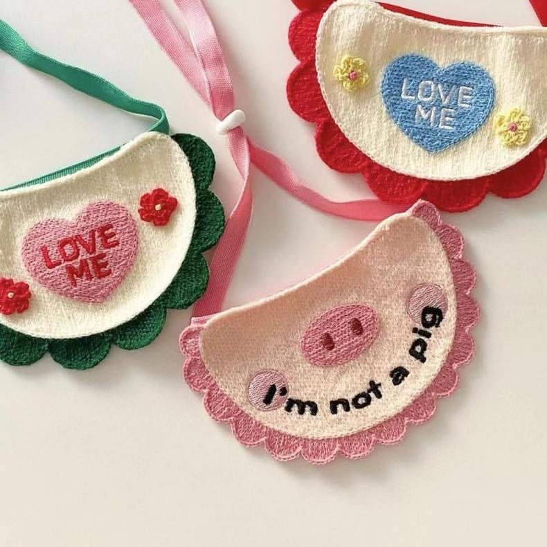 Handmade Cat Dog Collar | Love Me I am not a Pig Collar Accessory Neck Wear for Kitty Cat Puppy Dog Bunny Rabbit