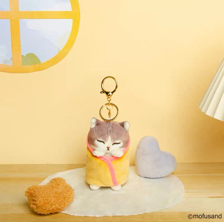 Japan Artist Mofusand Cat Neko Blanket 10cm - Mascot Plush Doll Keychain