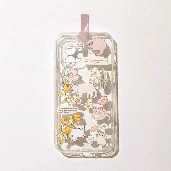 Kitten Cat in Flower Garden Forest Style iPhone case Kawaii Lovely Cute Lolita iPhone 6 7 8 PLUS SE2 XS XR X 11 12 13 14 15 Pro Promax 12mini 13mini