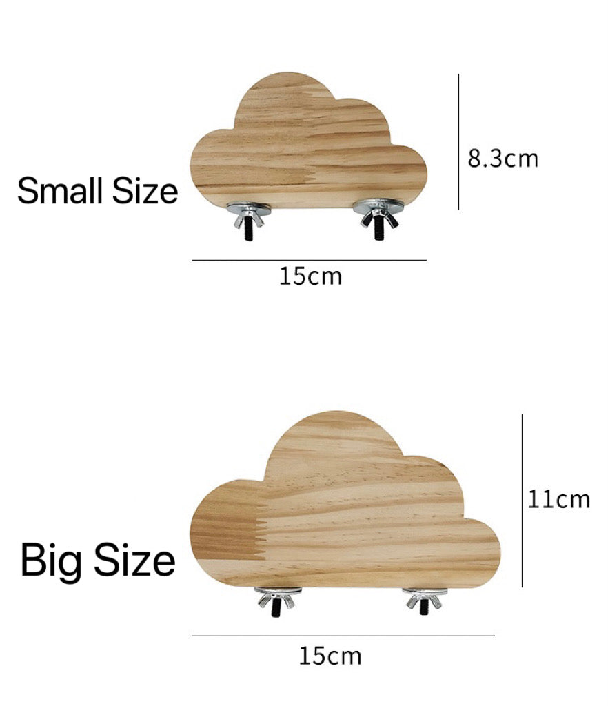 15cm Long Cute Style Small Big Cloud Platform Natural Wooden Parrot Birdie Toy for Small Medium Parrot