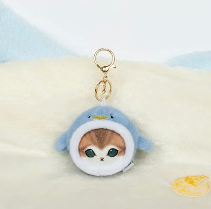 Japan Artist Mofusand Cat Neko Sea Creatures Marine 10cm | Octopus Salamander Crab Globefish Shark Penguin - Mascot Plush Doll Keychain