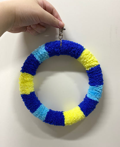 +Handmade+17.5cm SunRise Blue Light Blue Yellow Yarn Knitting Ring Swings Warm Parrot Birdie Toy