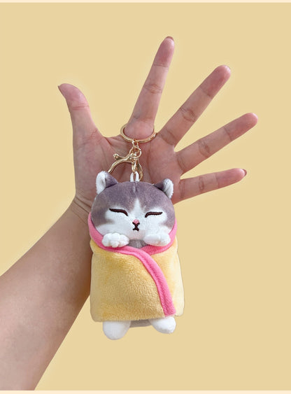 Japan Artist Mofusand Cat Neko Blanket 10cm - Mascot Plush Doll Keychain