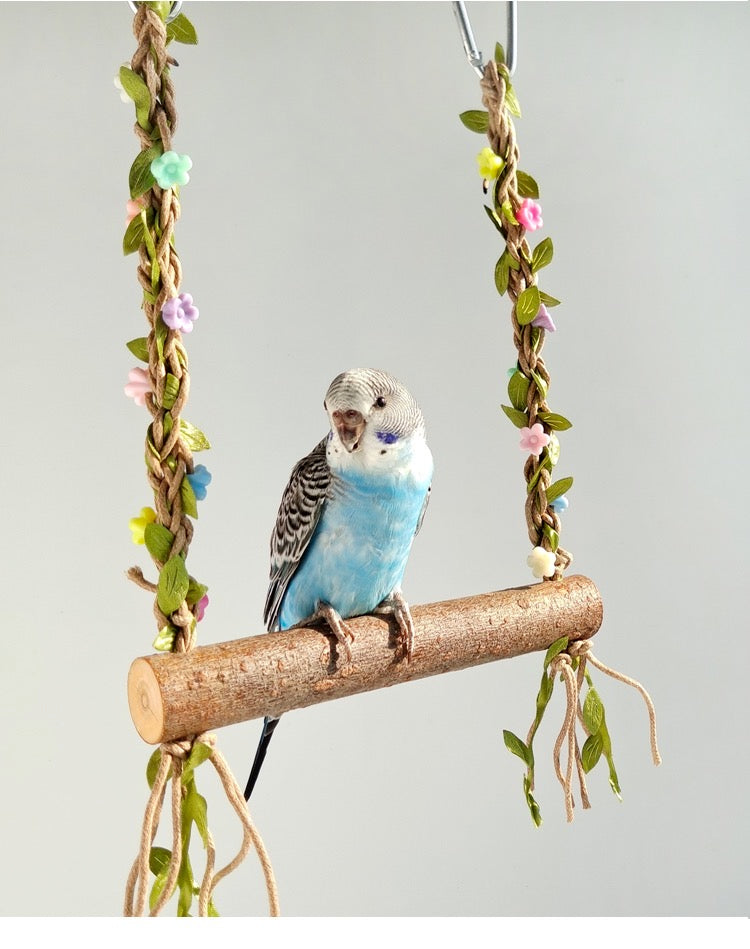 Fairy Forest Style Flowers Swings Natural Tree Branch Parrot Bird Toys Bird Cages Accessories Lovebird Budgie Pacific Parrotlet