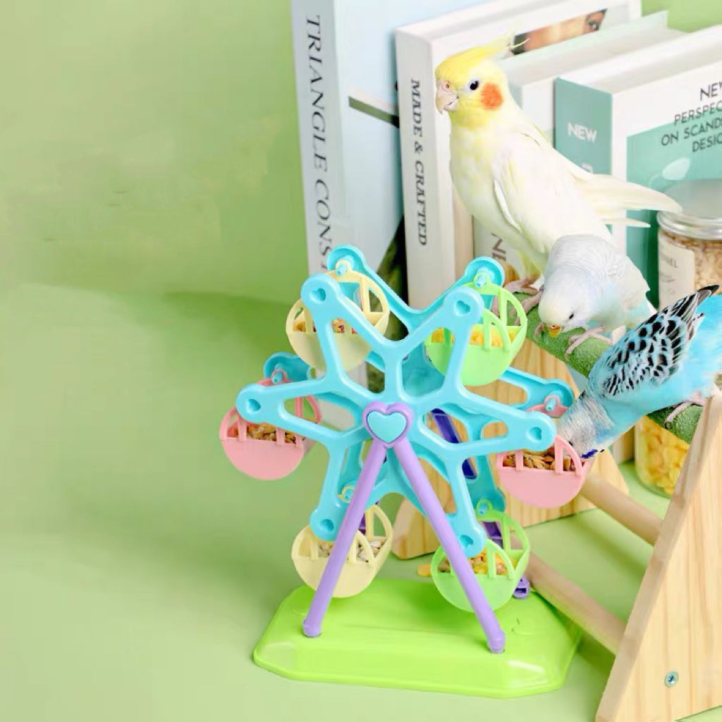 Parrot Toys Big Pastel Colour Ferris Wheel for Small Medium Bird and Parrot Lovebird Budgie Cockatiel Conures Intelligence Training