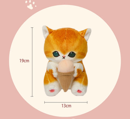 Japan Artist Mofusand Cat Neko with Ice Cream 13 x 19cm Mascot Plush Doll