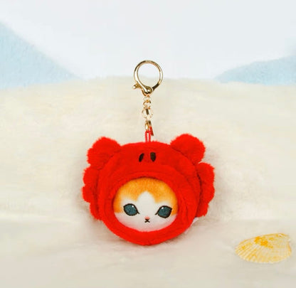 Japan Artist Mofusand Cat Neko Sea Creatures Marine 10cm | Octopus Salamander Crab Globefish Shark Penguin - Mascot Plush Doll Keychain