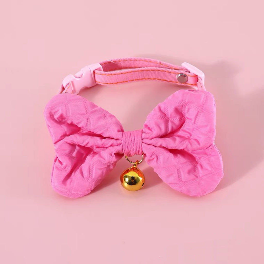 Handmade Cat Collar | Candy Ribbon Bowtie Yellow Hot Pink Green Orange - Neck Wear for Kitty Cat Puppy Dog