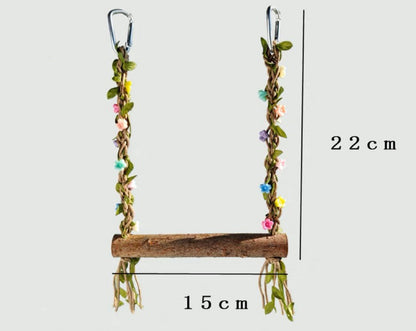 15x22cm Fairy Forest Style Flowers Swings Natural Tree Branch Parrot Bird Toys Bird Cages Accessories Lovebird Budgie Pacific Parrotlet