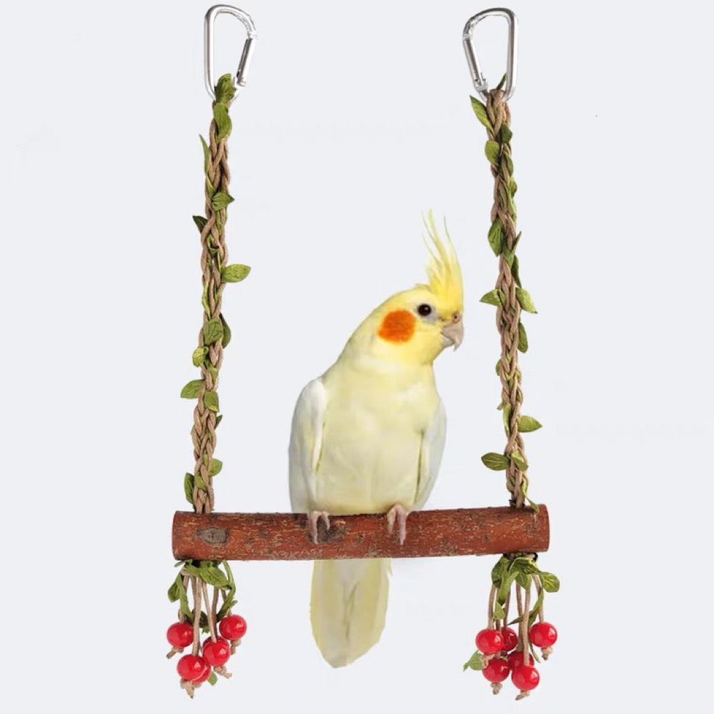 Forest Style Berries Swings Natural Tree Branch Parrot Bird Toys Organic Bird Cages Accessories Lovebird Budgie Pacific Parrotlet