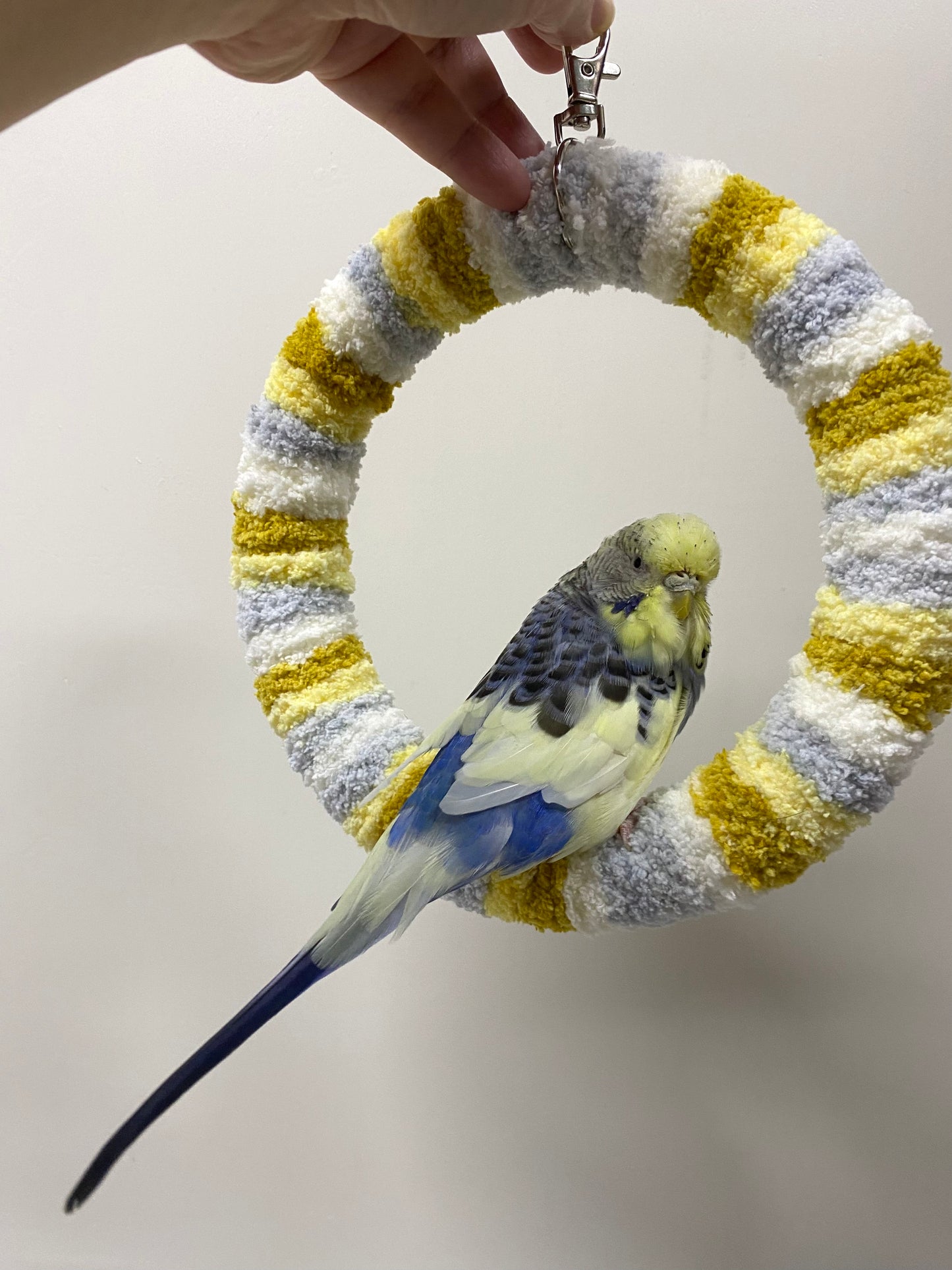 +Handmade+17.5cm Autumn Light Yarn Knitting Ring Swings Parrot Birdie Toy