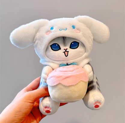 Japan Artist Mofusand x Sanrio Cat Neko Crossover Cinnamoroll - 12cm 15cm 20cm Mascot Plush Doll Big Keychain