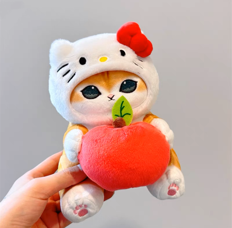 Japan Artist Mofusand x Sanrio Cat Neko Crossover Hello Kitty - 12cm 15cm 20cm Mascot Plush Doll Big Keychain