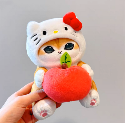 Japan Artist Mofusand x Sanrio Cat Neko Crossover Hello Kitty - 12cm 15cm 20cm Mascot Plush Doll Big Keychain