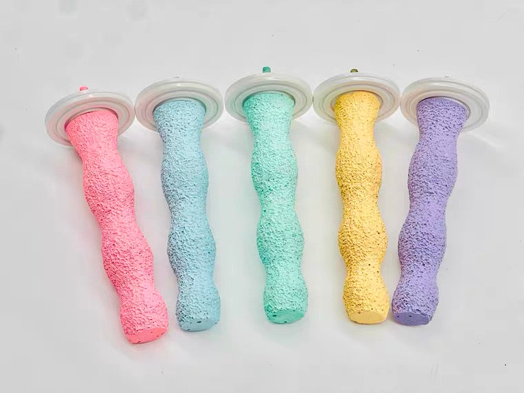 10-13cm Pastel Colour Parrot Resin Wave Claw Grinding Bar Perch Stickers Stand Pink Blue Green Yellow Purple - Stick for Medium Small Bird