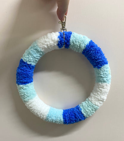 +Handmade+17.5cm Sora Blue Light Blue White Yarn Knitting Ring Swings Parrot Birdie Toy