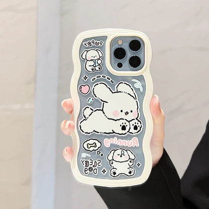 Cream Puppies Running Cute Korea Style iPhone case Kawaii Lovely Cute Lolita iPhone 6 7 8 PLUS SE2 XS XR X 11 12 13 14 15 16 Pro Promax 13mini 12mini