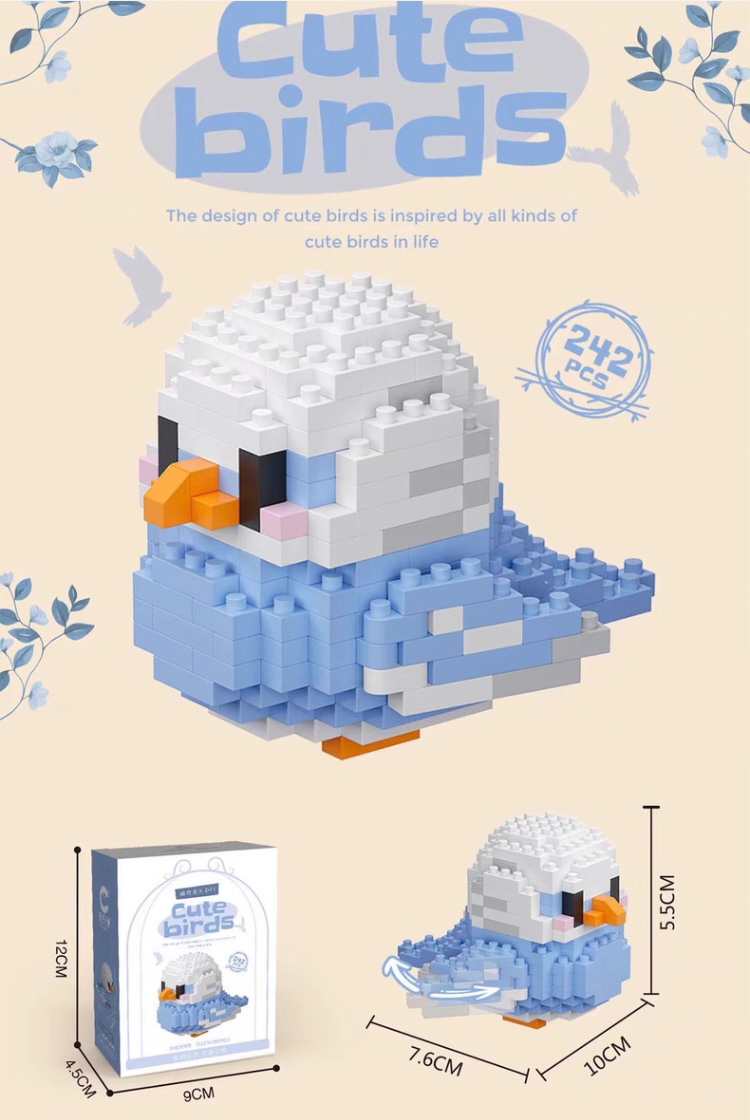 Blue Fishers Lovebird Build Block Toy