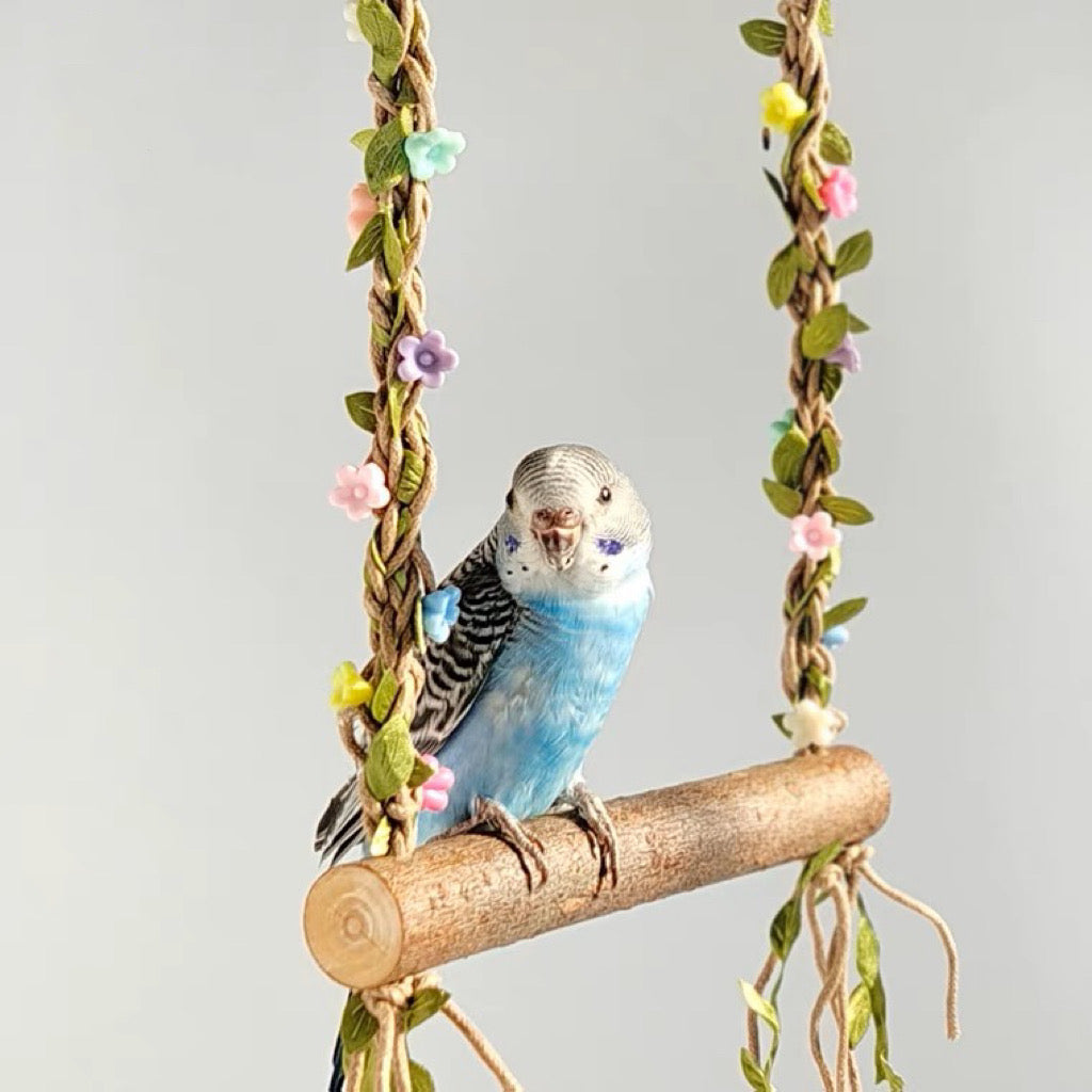 Fairy Forest Style Flowers Swings Natural Tree Branch Parrot Bird Toys Bird Cages Accessories Lovebird Budgie Pacific Parrotlet