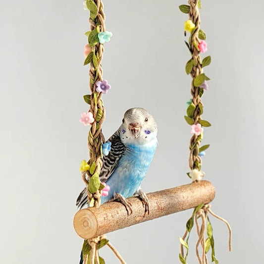 Fairy Forest Style Flowers Swings Natural Tree Branch Parrot Bird Toys Bird Cages Accessories Lovebird Budgie Pacific Parrotlet