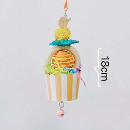 18cm Colourful Cupcake Bite Hanging Natural Parrot Birdie Toy for Small Medium Size Parrot Cages Accessories Lovebirds Budgie