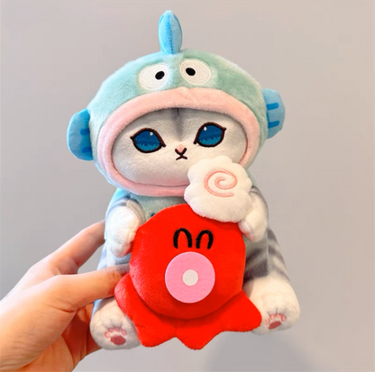 Japan Artist Mofusand x Sanrio Cat Neko Crossover Hangyodon - 12cm 15cm 20cm Mascot Plush Doll Big Keychain