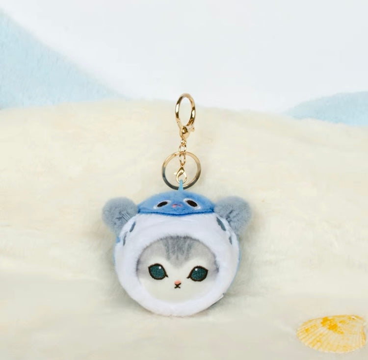 Japan Artist Mofusand Cat Neko Sea Creatures Marine 10cm | Octopus Salamander Crab Globefish Shark Penguin - Mascot Plush Doll Keychain