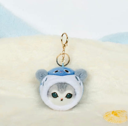 Japan Artist Mofusand Cat Neko Sea Creatures Marine 10cm | Octopus Salamander Crab Globefish Shark Penguin - Mascot Plush Doll Keychain