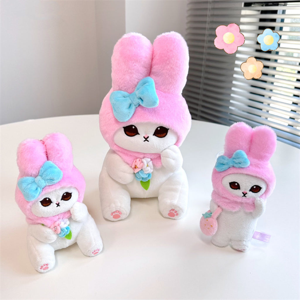 Japan Artist Mofusand x Sanrio Cat Neko Crossover My Melody - 12cm 15cm 20cm Mascot Plush Doll Big Keychain