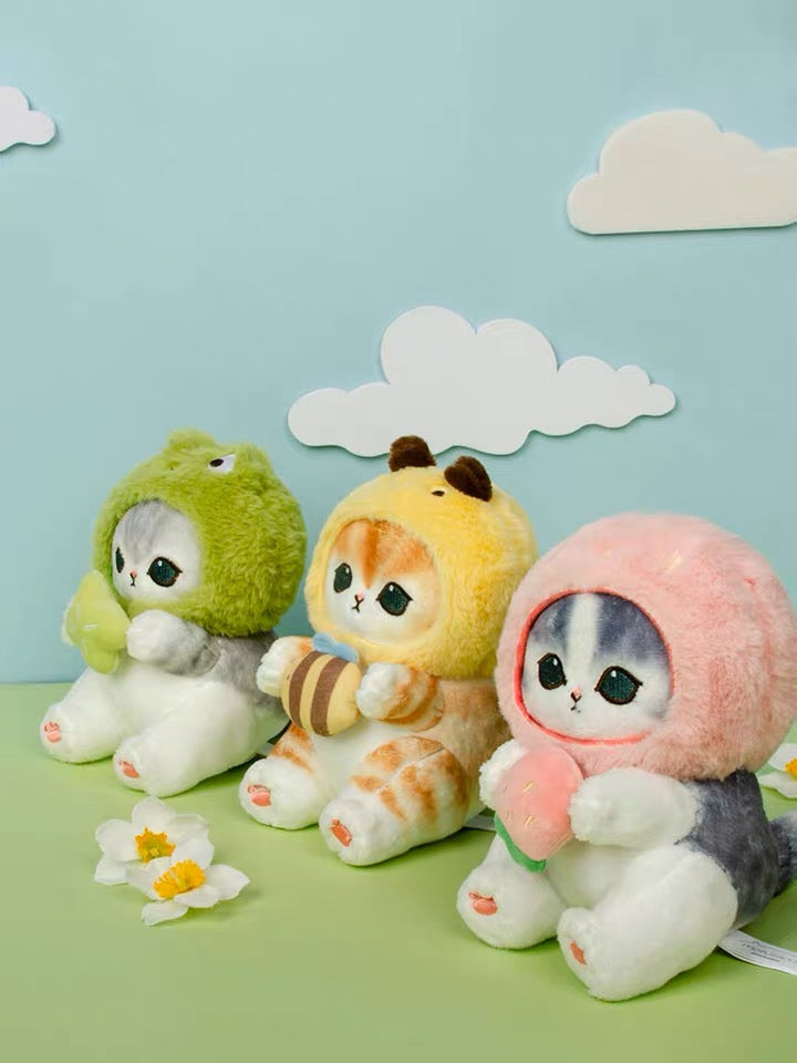 Japan Artist Mofusand Cat Neko | Honey Bee Lucky Frog Strawberry - 17cm Mascot Plush Doll