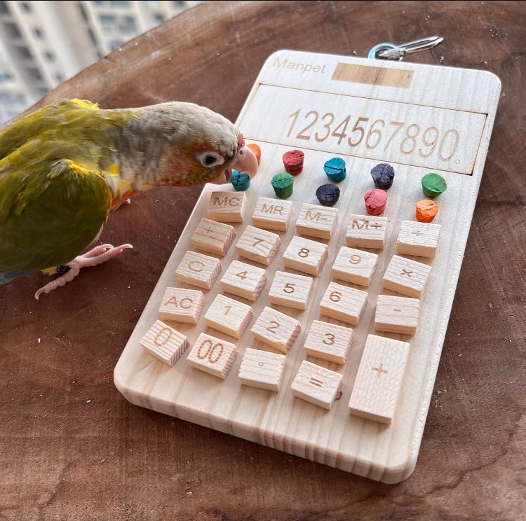 8x17cm Bird Use Calculator Wooden and Colourful Cork Bite Toys for Parrot Bird Toys Cages Accessories Lovebird Budgie Pacific Parrotlet