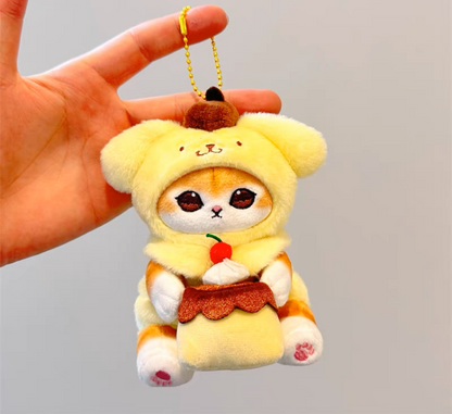 Japan Artist Mofusand x Sanrio Cat Neko Crossover Pompompurin - 12cm 15cm 20cm Mascot Plush Doll Big Keychain