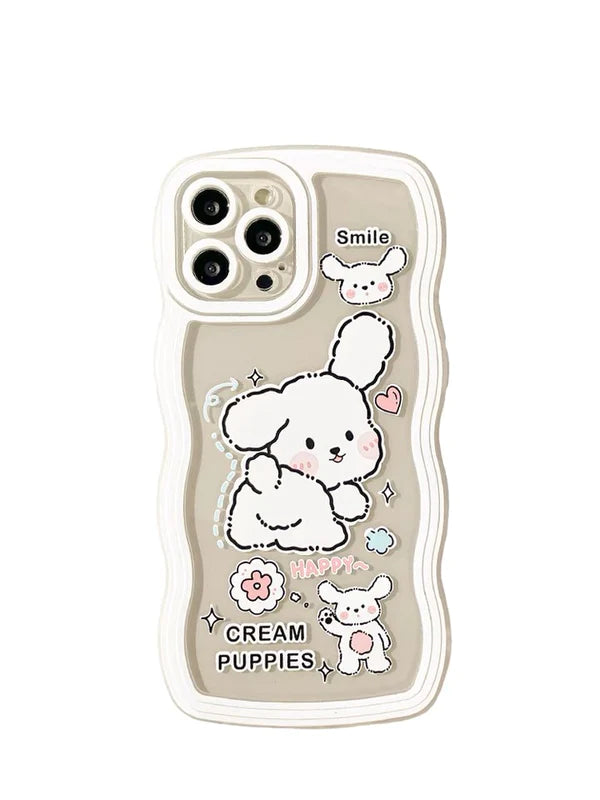 Cream Puppies Cute Korea Style iPhone case Kawaii Lovely Cute Lolita iPhone 6 7 8 PLUS SE2 XS XR X 11 12 13 14 15 Pro Promax 13mini